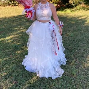 White 2 piece prom dress, worn once